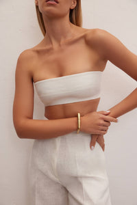 Alba | Linen Bandeau Top White - The OffingerLe Cle