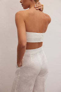 Alba | Linen Bandeau Top White - The OffingerLe Cle