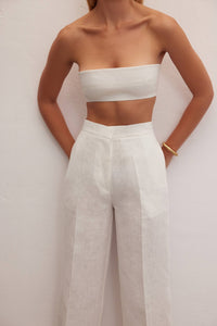 Alba | Linen Bandeau Top White - The OffingerLe Cle