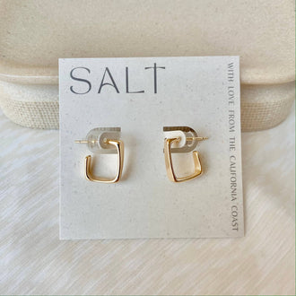 SQUARE HOOP EARRINGS | gold | stud post huggies - The OffingerSALT by Sarah Curtis